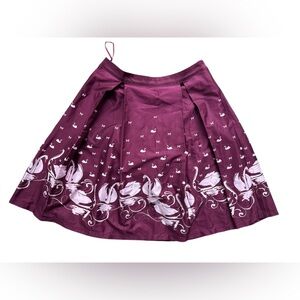 RARE Lindy Bop Marie Skirt with Plum Swan Border - Size 12 Large